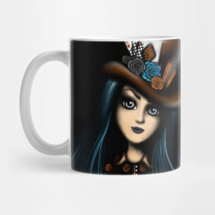 Steampunk Girl Blue Haired Girl with Hat Mug